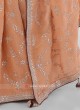 Peach Gota Patti Shimmer Silk Saree With Contrast Blouse